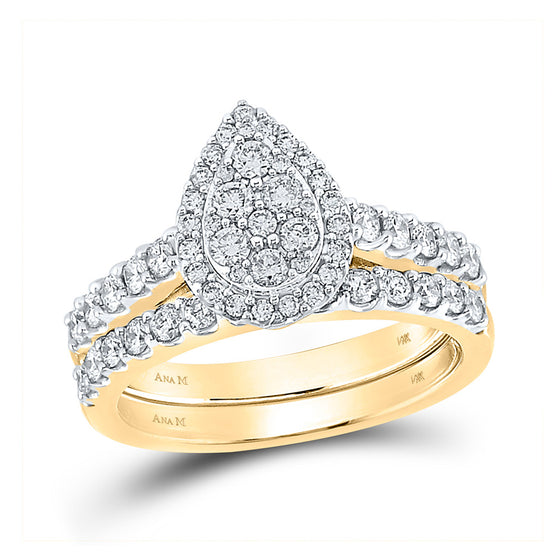 14k Yellow Gold Round Diamond Bridal Wedding Ring Band Set 1 Cttw