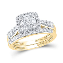  14k Yellow Gold Round Diamond Bridal Wedding Ring Band Set 1 Cttw