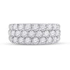 14k White Gold Womens Round Diamond Triple Row Pave Band Ring 2 Cttw