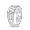 14k White Gold Womens Round Diamond Triple Row Pave Band Ring 2 Cttw