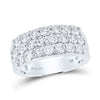 14k White Gold Womens Round Diamond Triple Row Pave Band Ring 2 Cttw