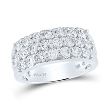  14k White Gold Womens Round Diamond Triple Row Pave Band Ring 2 Cttw