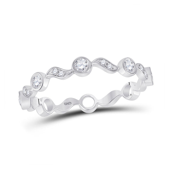 10k White Gold Womens Round Diamond Stackable Band Ring 1/4 Cttw