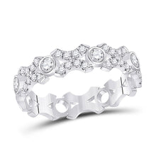  10k White Gold Womens Round Diamond XOXO Stackable Band Ring 1/2 Cttw