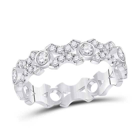 10k White Gold Womens Round Diamond XOXO Stackable Band Ring 1/2 Cttw