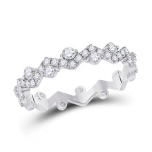 10k White Gold Womens Round Diamond ZigZag Stackable Band Ring 1/2 Cttw