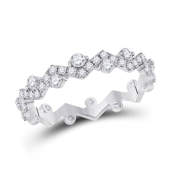 10k White Gold Womens Round Diamond ZigZag Stackable Band Ring 1/2 Cttw