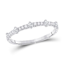  10k White Gold Womens Round Diamond 5-Stone Stackable Band Ring 1/4 Cttw