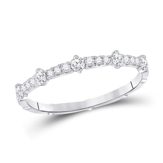 10k White Gold Womens Round Diamond 5-Stone Stackable Band Ring 1/4 Cttw