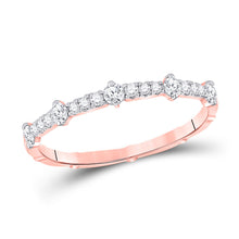  10k Rose Gold Womens Round Diamond 5-Stone Stackable Band Ring 1/4 Cttw