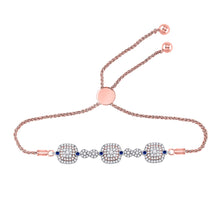  10k Two-tone Gold Womens Round Diamond Blue Sapphire Bolo Bracelet 1 Cttw