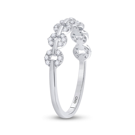 14k White Gold Womens Round Diamond Stackable Band Ring 1/6 Cttw