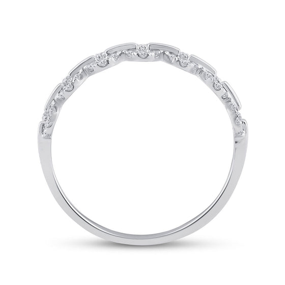 14k White Gold Womens Round Diamond Stackable Band Ring 1/6 Cttw
