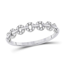  14k White Gold Womens Round Diamond Stackable Band Ring 1/6 Cttw