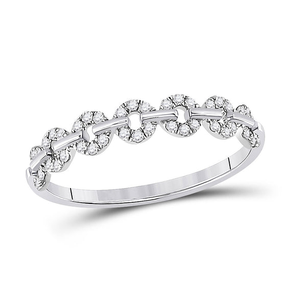 14k White Gold Womens Round Diamond Stackable Band Ring 1/6 Cttw