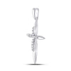 10k White Gold Womens Round Diamond Cross Pendant 1/8 Cttw