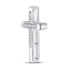 10k White Gold Womens Round Diamond Cross Pendant 1/20 Cttw