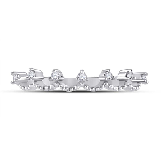 10k White Gold Womens Round Diamond Band Ring 1/12 Cttw