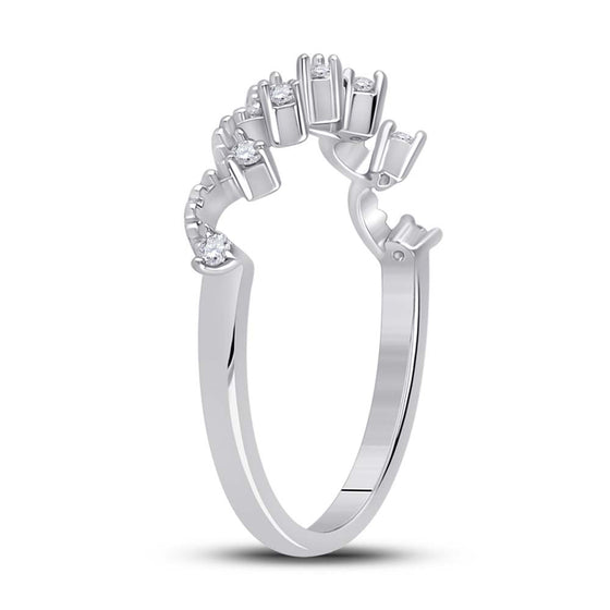 10k White Gold Womens Round Diamond Band Ring 1/12 Cttw