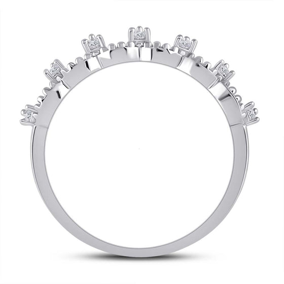 10k White Gold Womens Round Diamond Band Ring 1/12 Cttw