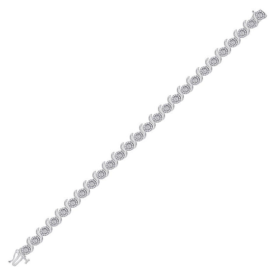 10k White Gold Womens Round Diamond Tennis Bracelet 1 Cttw