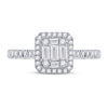 14k White Gold Womens Baguette Diamond Square Cluster Ring 1/2 Cttw