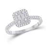 14k White Gold Womens Baguette Diamond Square Cluster Ring 1/2 Cttw