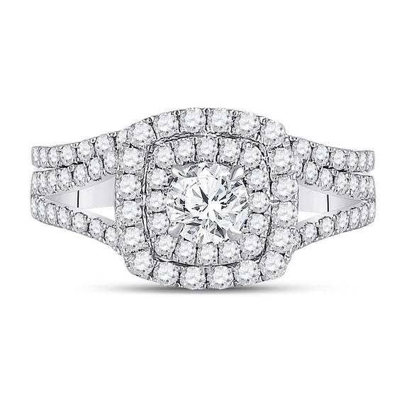14k White Gold Round Diamond Bridal Wedding Ring Band Set 1-5/8 Cttw