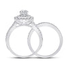 14k White Gold Round Diamond Bridal Wedding Ring Band Set 1-5/8 Cttw