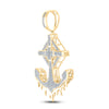 10k Yellow Gold Mens Round Diamond Anchor Cross Charm Pendant 1/2 Cttw