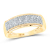 10k Yellow Gold His Hers Round Diamond Cluster Matching Wedding Set 5/8 Cttw