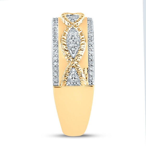10k Yellow Gold His Hers Round Diamond Square Matching Wedding Set 3/4 Cttw