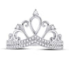 10k White Gold Womens Round Diamond Crown Tiara Fashion Ring 1/5 Cttw