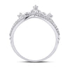 10k White Gold Womens Round Diamond Crown Tiara Fashion Ring 1/5 Cttw