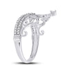 10k White Gold Womens Round Diamond Crown Tiara Fashion Ring 1/5 Cttw