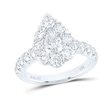  14k White Gold Pear Diamond Halo Bridal Wedding Engagement Ring 2-3/8 Cttw
