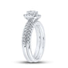 14k White Gold Round Diamond Halo Bridal Wedding Ring Band Set 1-1/5 Cttw