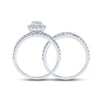 14k White Gold Round Diamond Halo Bridal Wedding Ring Band Set 1-1/5 Cttw