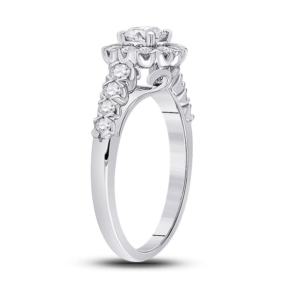14k White Gold Round Diamond Solitaire Bridal Wedding Engagement Ring 1 Cttw