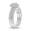 14k White Gold Oval Diamond Bridal Wedding Ring Band Set 1-1/2 Cttw