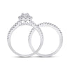14k White Gold Oval Diamond Bridal Wedding Ring Band Set 1-1/2 Cttw