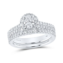  14k White Gold Oval Diamond Bridal Wedding Ring Band Set 1-1/2 Cttw