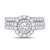 14k White Gold Round Diamond Bridal Wedding Ring Band Set 1-3/8 Cttw
