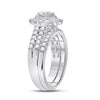 14k White Gold Round Diamond Bridal Wedding Ring Band Set 1-3/8 Cttw