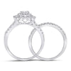 14k White Gold Round Diamond Bridal Wedding Ring Band Set 1-3/8 Cttw