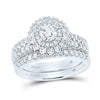 14k White Gold Round Diamond Bridal Wedding Ring Band Set 1-3/8 Cttw