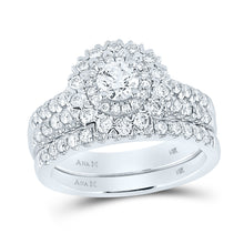  14k White Gold Round Diamond Bridal Wedding Ring Band Set 1-3/8 Cttw