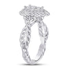 14k White Gold Womens Round Diamond Teardrop Cluster Ring 3/8 Cttw