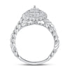 14k White Gold Womens Round Diamond Teardrop Cluster Ring 3/8 Cttw