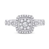 14k White Gold Womens Round Diamond Square Cluster Ring 1/2 Cttw